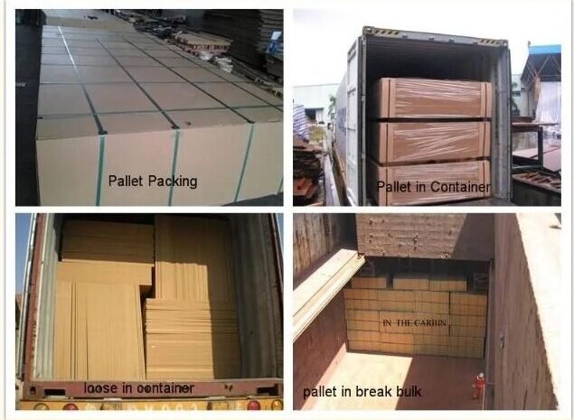 Stacking and securing board furniture in export container