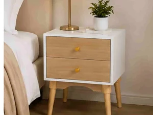 Custom bedroom nightstand in a modern bedroom setting