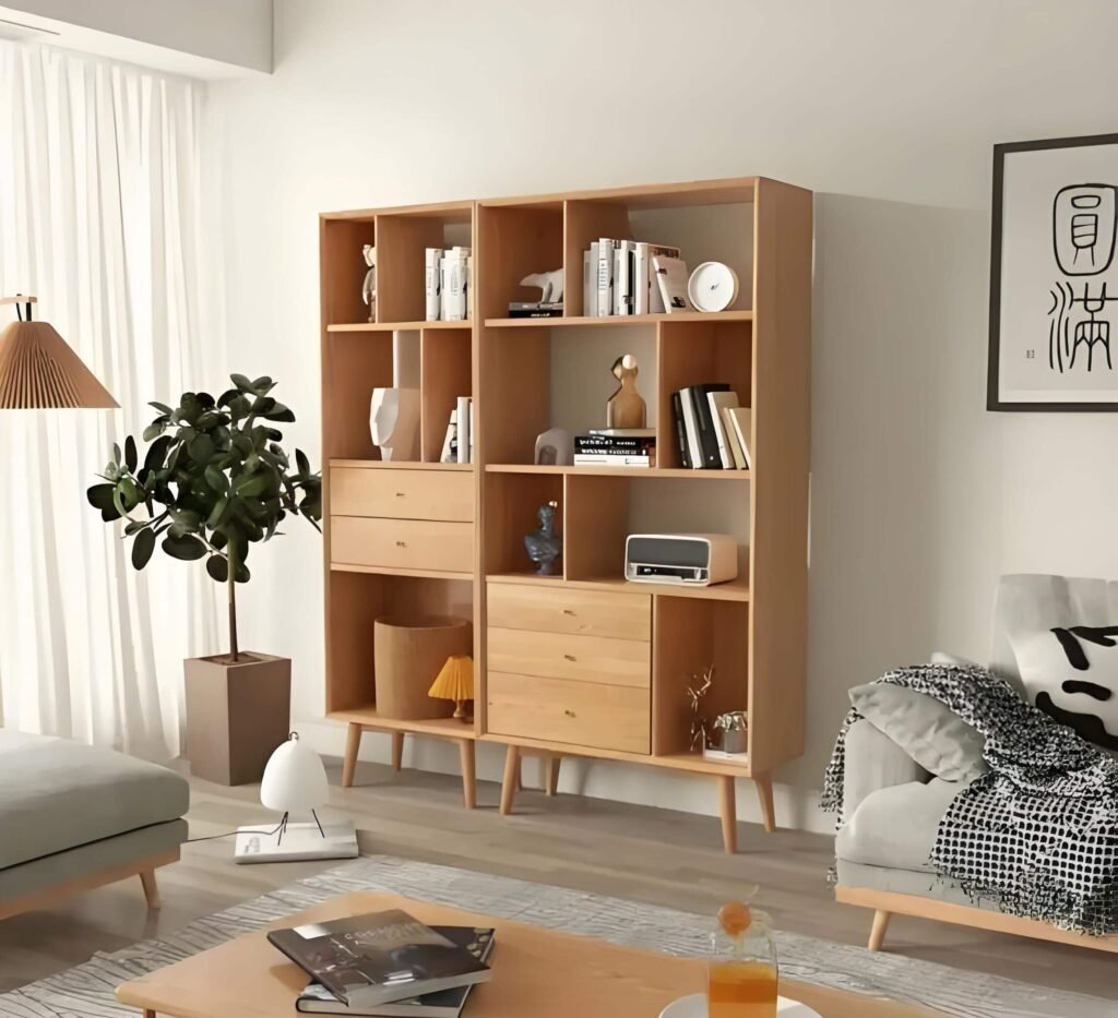 Industrial Style Wood and Metal Shelving Unit