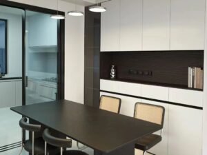 Black Modern Plywood Dining Table Furniture for Elegant Dining Rooms