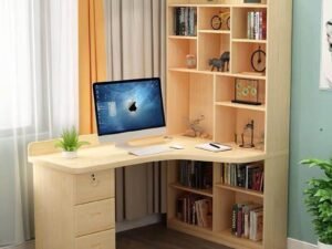 OEM customisable bookcases adjustable shelves desk drawers front view