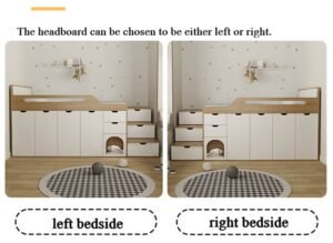 Custom panel bed unit with wardrobe, cabinet, and integrated pet dog house.