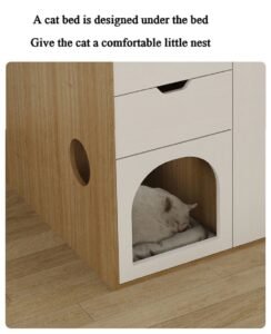 OEM multifunctional bed with wardrobe and pet house design for export.