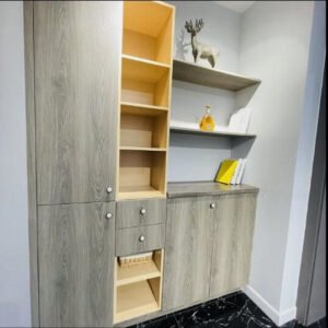 Modern Sliding Door Wardrobe with Mirror and Internal Hanging Space