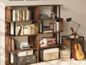 Scandinavian bookcase natural oak finish – modern shelving unit