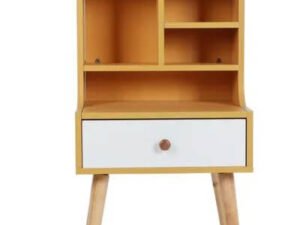 Modern Night Stand with Open Book Shelf and Drawer