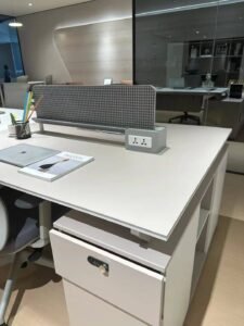 White Panel Study Table and Bookshelf Set for Home Office
