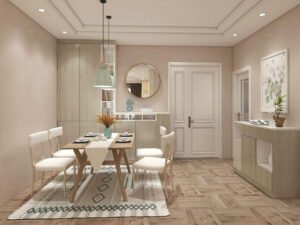 Modern sideboard buffet credenza natural wood finish front view