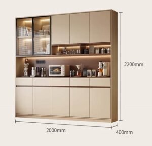 Slim console table sideboard for narrow hallway storage.