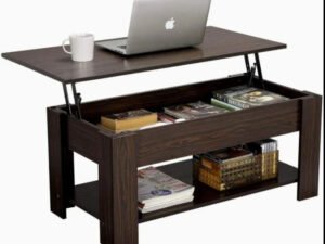 Minimalist Scandinavian desk front view natural wood
