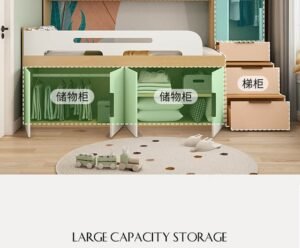 Modern panel furniture integrated design: bed, drawers, and storage in one compact unit.