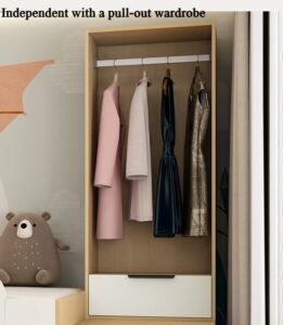 Modern panel furniture integrated design: bed, drawers, and storage in one compact unit.