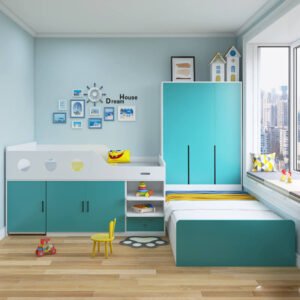 White label loft bed with desk set for furniture retailers.