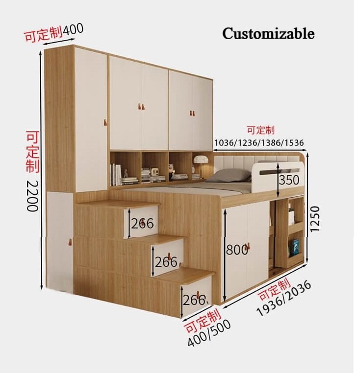 Modern MDF bedroom furniture set showcasing minimalist design and smooth laminated finishes.