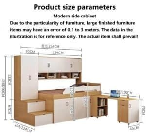 OEM customizable kids loft bed with desk and wardrobe for export.