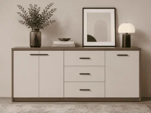 Bedroom sideboard storage cabinet with drawers and cabinet doors