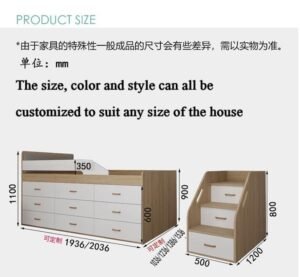 Modern white multi-functional combination bed with integrated wardrobe, desk, and high box storage drawers.