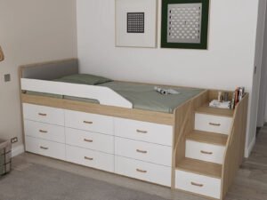 Space-Saving Bed Desk Wardrobe unit front view