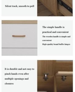 Detailed shot of the storage compartments and cabinet handles on the versatile panel bed and desk unit.