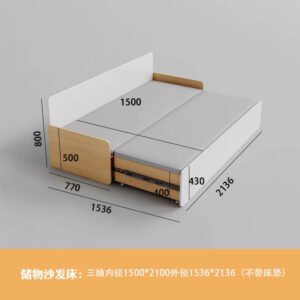 Close-up detail of the mechanism and upholstery of the space-saving Magician sofabed.