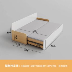 Modern dual-purpose sofa converted from a bed back into a stylish three-seater couch.