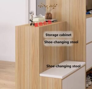 MDF Shoe Cabinet with Flip-Down Seat and Storage Compartment