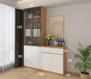 Customizable Wooden Finish Combination Sideboard for Living Room