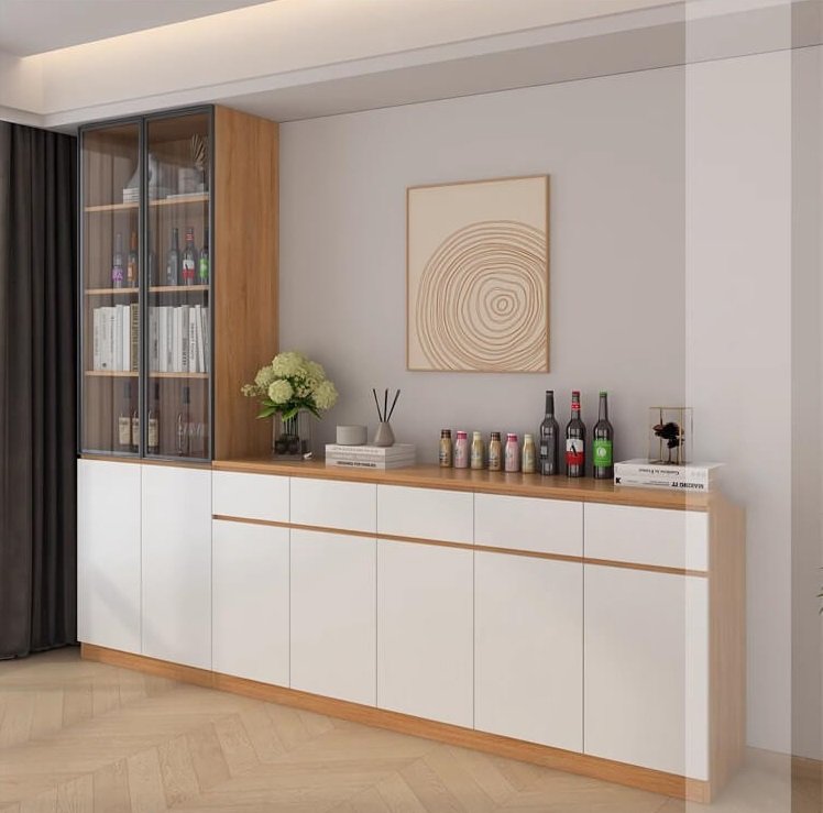 Modern White Combination Sideboard with Drawers and Cabinet