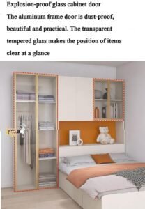 Space-saving 3-in-1 kids bed unit featuring a tatami base, a large storage wardrobe, and a compact study desk with drawers.