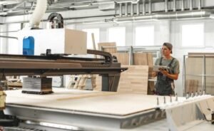 Furniture factory CNC production line – manufacturing modern Scandinavian bookcases