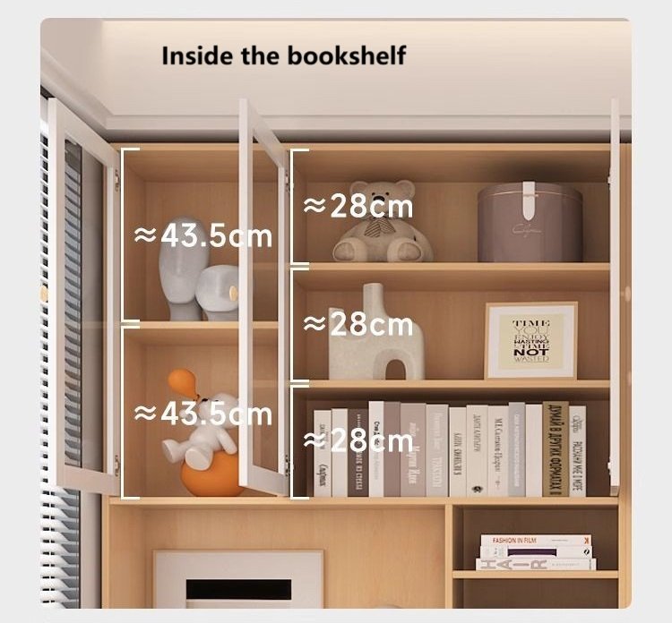 Office desk with attached bookshelf for organized storage and professional look