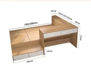 Modern Tatami Bed with Built-In Desk & Storage | Space-Saving Design