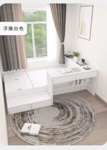 custom window seat storage bed with mattress and cushions