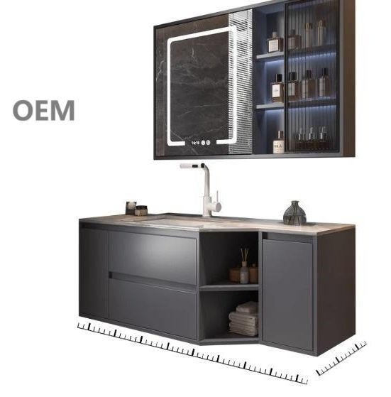 Bathroom vanity with storage and mirror cabinet