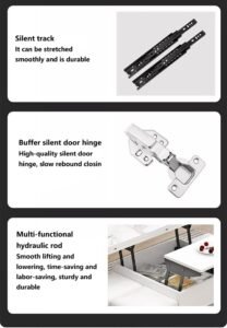 Lift-top coffee table in rock pattern, perfect for a small lounge or studio.