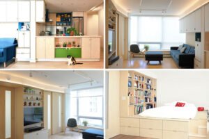 compact studio apartment vertical storage shelf