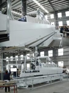 Spacious furniture warehouse with organized storage of ready-to-ship panel furniture products