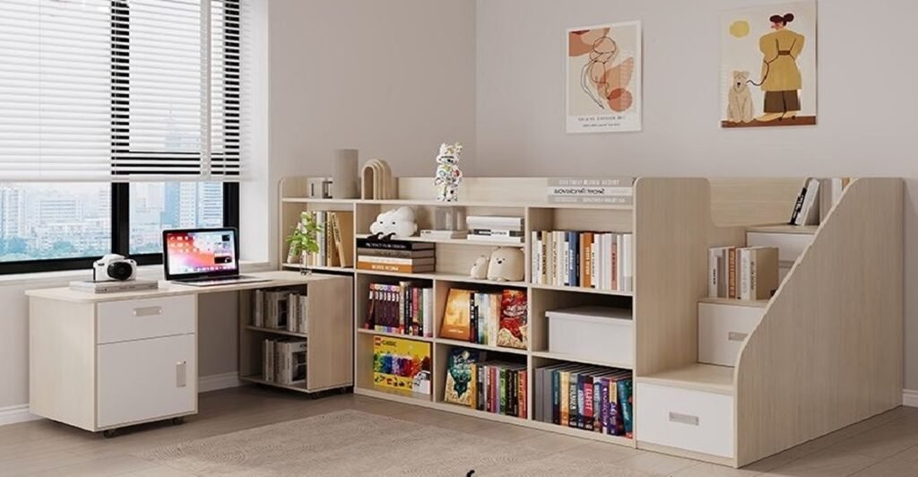 Kids storage bed with built-in drawers and bookshelf - Starwood OEM manufacturer