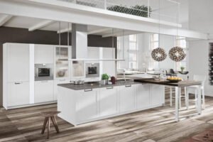 close up of white shaker kitchen cabinet door profile
