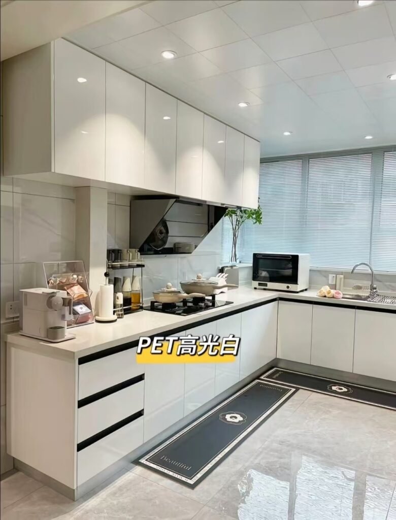 High-Gloss Acrylic Kitchen Pantry Cabinet for Storage