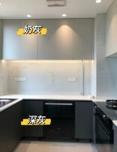 high gloss MDF kitchen cabinet door finish detail