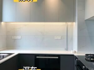 high gloss MDF kitchen cabinet door finish detail