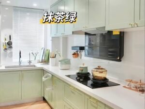 white shaker kitchen cabinet set in modern kitchen