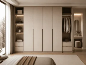 Laser edge MDF wardrobe for hotel and apartment projects