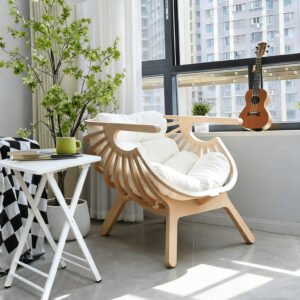 modern molded plywood chair with curved backrest