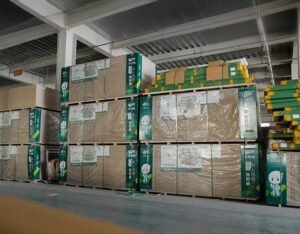 Flat-pack RTA furniture kit with pre-drilled particle board panels and hardware for easy assembly