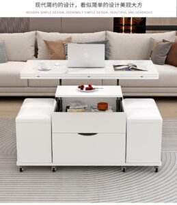 Contemporary small-space coffee table featuring a unique rock plate design.