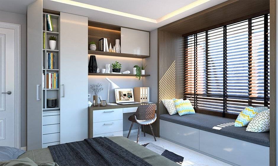 Bay Window Bed + Wardrobe + Desk for City Apartments