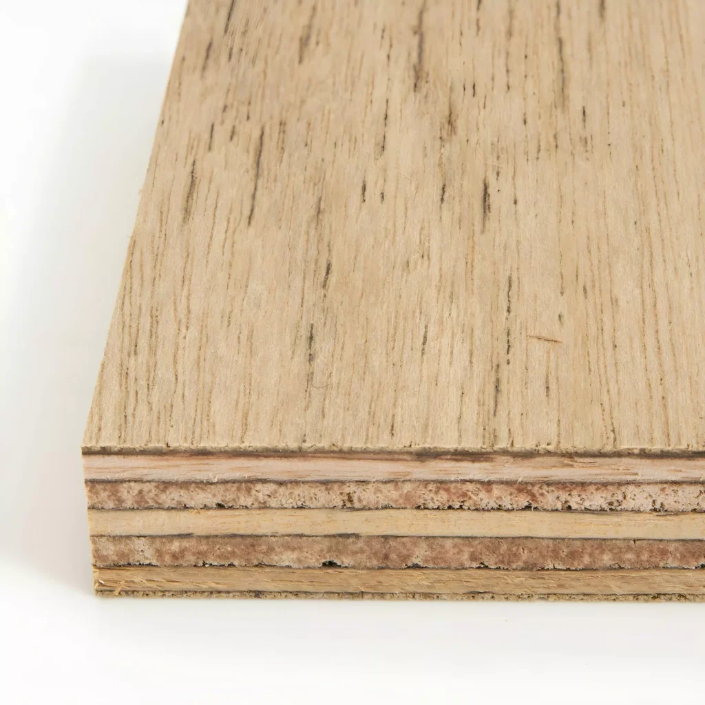 Cross-section of moisture-resistant plywood showing sealed core layers