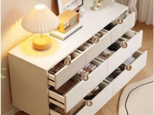 modern walnut veneer sideboard with 4 doors and soft-close hinges